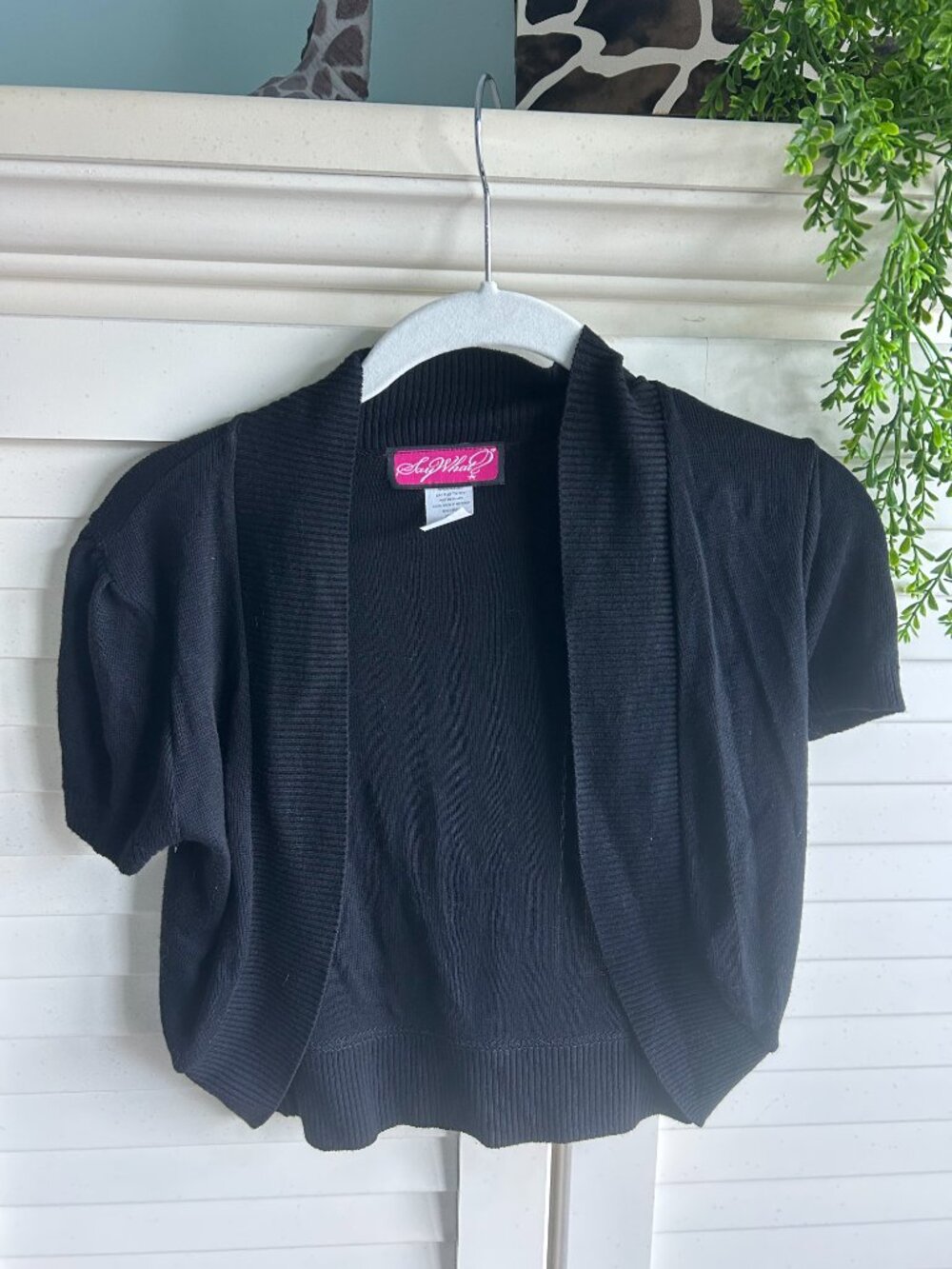 Say What Black Cardigan Shrug Short-Sleeve Sweater
